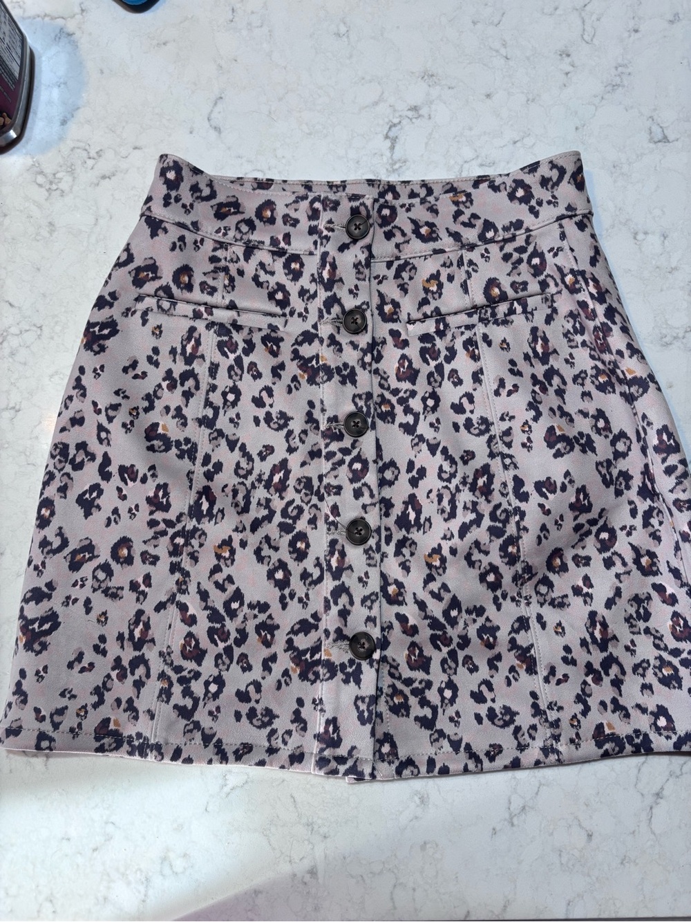 Maurices Pink Leopard Button-Front Mini Skirt